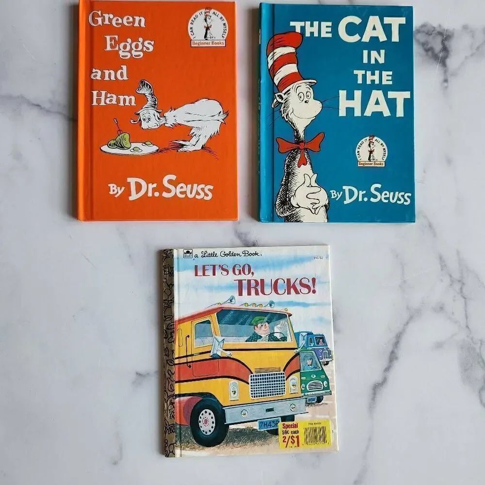 Dr. Seuss Green Eggs and Ham A little Golden book Lets Go, Trucks! Cat in the Ha